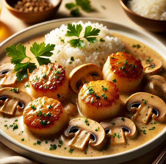 Blanquette de Saint-Jacques aux Champignons