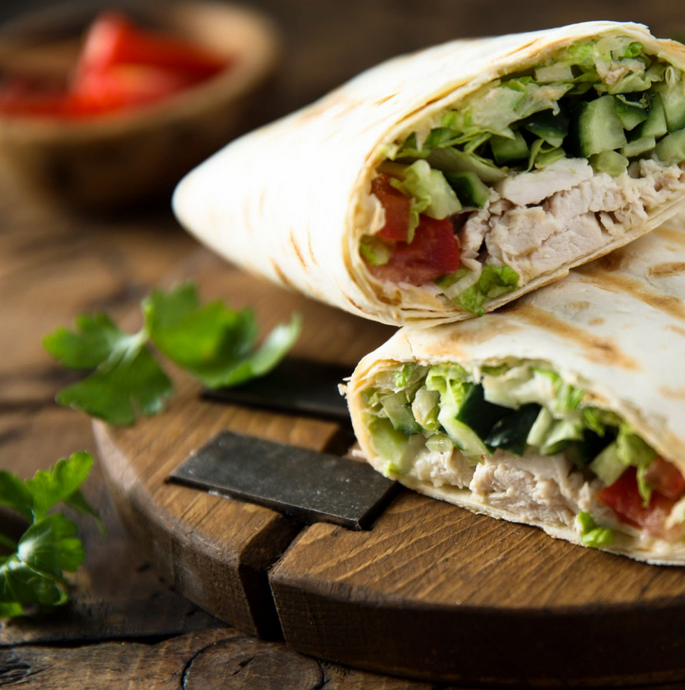 Wrap au poulet et crudités